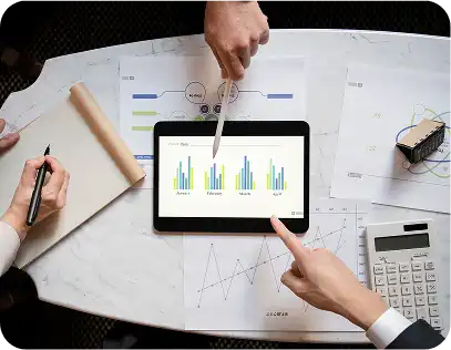 Business & Financial - Desk with business documents and financial charts